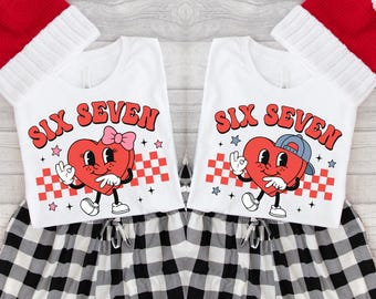Funny Six Seven Heart Valentine Couple Shirt: Boy and Girl Valentines Day Gift