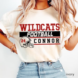 Comfort Colors© Custom Football Team Name & Number Shirt, Football Mom Gift Game Day Mamas Aesthetic Football Mama Club Tee High School Team