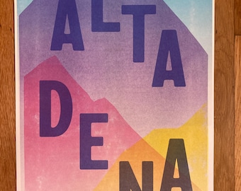 Altadena Hills Risograph Print