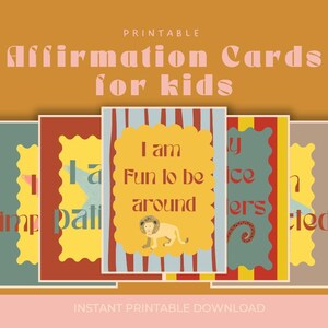 Tarjetas de Afirmaciones Imprimibles para Niños / Declaraciones Positivas "Yo Soy" para Niños / Descarga Digital / Tarjetas de Conciencia Plena y Confianza
