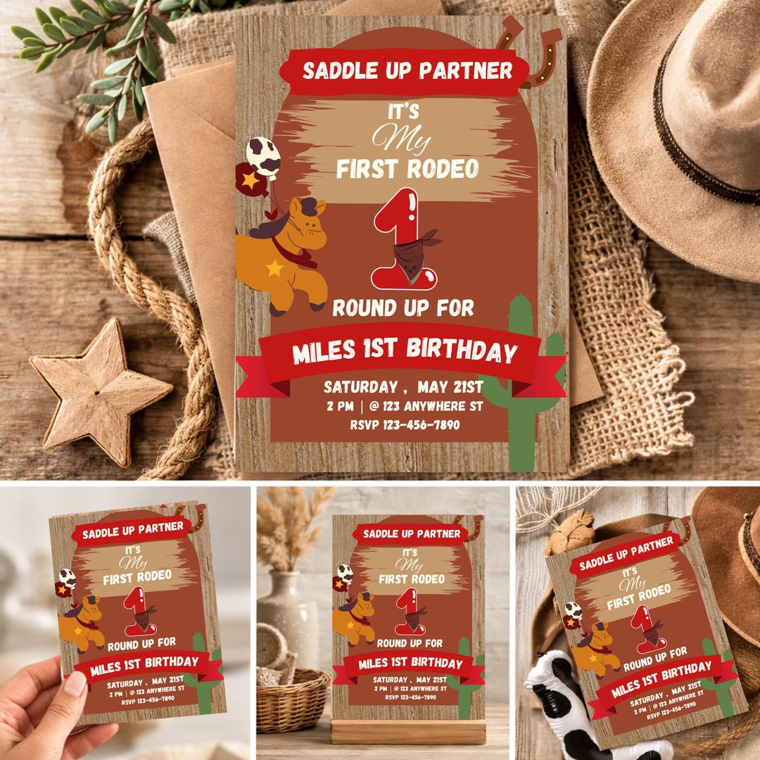 EDITABLE First Rodeo Birthday Invitation, Digital Download, Rodeo Party ...