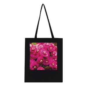 Klassische Einkaufstasche aus Baumwolle mit Pinken Kalanchoe Blumen Foto Print - Shop and Travel in Style! Erhältlich in Schwarz oder Weiß.