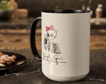 Skeleton Coffee Mug: Pumpkin Spice Halloween Fall Decor