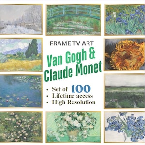 Frame TV Art Bundle, Vintage oil paintings, Van Gogh Claude Monet set of 100, wall art, digital download, spring decor, farmhouse decor