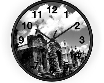 Horloge murale avec image du cimetière de la Nouvelle-Orléans