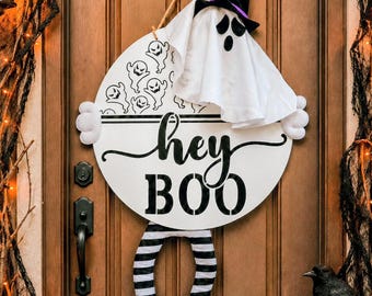 Halloween-spöke "Hej BOO"-skylt till ytterdörren, väggkonst