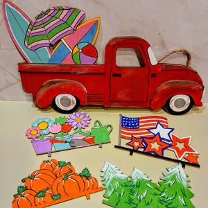 Truck Door Display Wall Accent Home Decoration Porch Sign Red Truck Country Style Entrance Display Seasonal Insert Farmhouse Accent Art