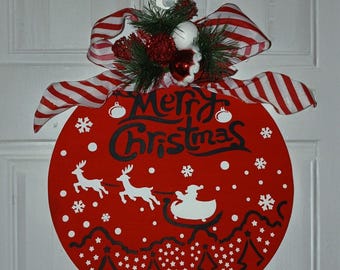 Red and Black Christmas Wreath: Holiday Front Door Decor