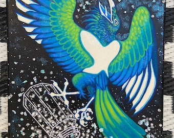 OOAK ORIGINAL ART - De zoutmorkraker - 9 x 12 Mixed Media Schilderij