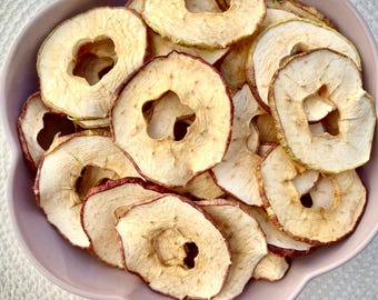 Chips de manzana deshidratada: sans azúcar añadido, veganos, totalement naturelles et une collation saludable.