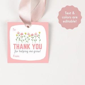 Help Me Grow Tag, Teacher Appreciation Gift Tag Printable, Teacher Gift Tag Digital, Teachers Gift Tags, Teacher Appreciation Gift