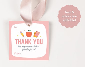 Teacher Appreciation Gift Tag, Teacher Appreciation Printable, Teacher Tags, Teacher Thank You, Teacher Thank You Card Printable