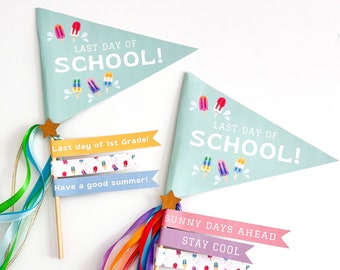 Editable Last Day of School Sign, Last Day of School Pendant,Last Day of School Printable,End of School Printable Sign,Summer Flag Printable