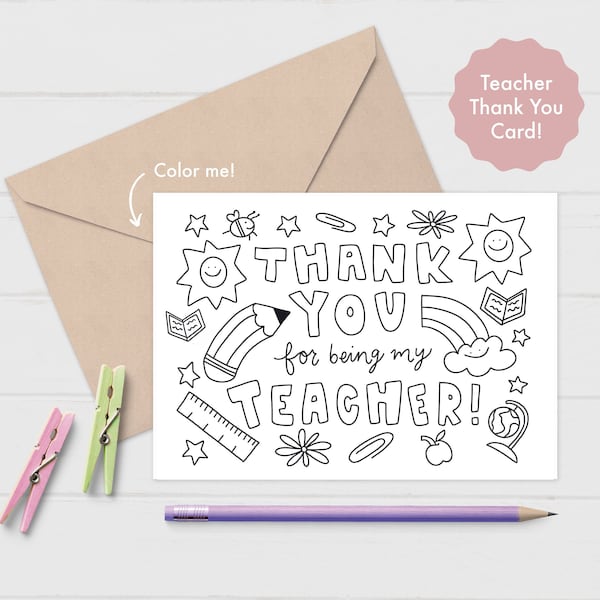 Teacher Thank You Card Printable, Teacher Appreciation Gifts, End of Year Teacher Card, Teacher Gifts Personalized, Instant Download