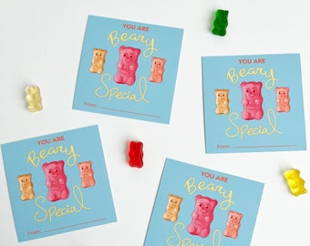 Gummy Bear Valentines Card, Class Valentine Day Gifts, School Valentine Printables, Valentine Tags for Kids, Classroom Favors, Digital JPG