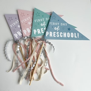 First Day of School Pennant Flag, Back to School Printable Sign, First Day of Preschool,Back to School Props,Back to School Digital Download