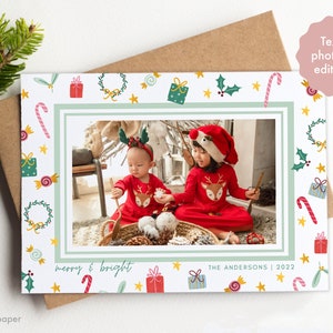 Photo Christmas Card Template, Family Holiday Card Template, Christmas Card Printable, Digital Download Christmas Card