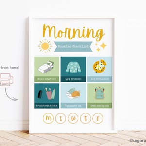Morning Routine Chart for Kids Printable, Children Daily Schedule Template, Kids Morning Routine Checklist, Before School Checklist, INSTANT