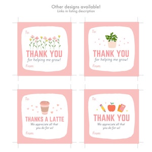 Teacher Appreciation Tags, Thank You For Helping Me Grow, Help Me Grow Tag, Teacher Gifts From Class, Plant Gift Tags, Plant Tags Printable image 4