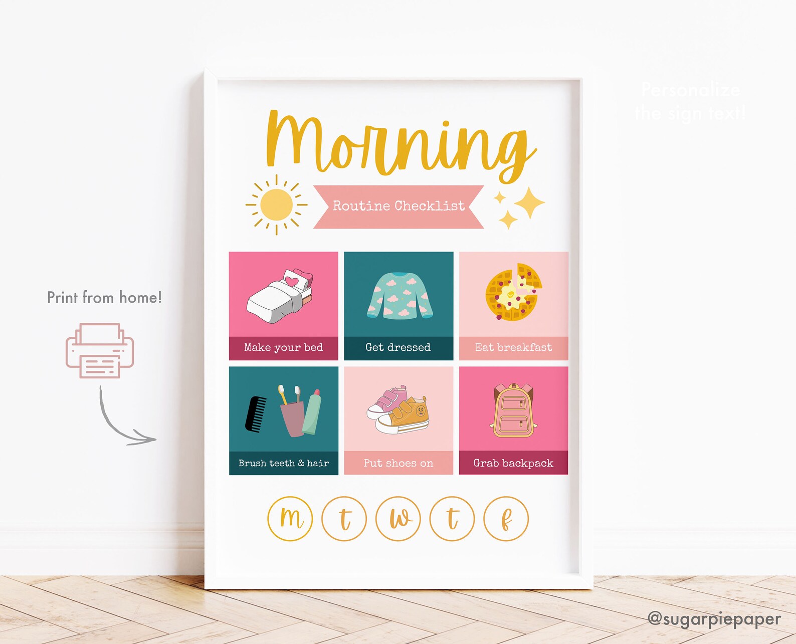 Morning Routine Chart for Kids Printable, Children Daily Schedule ...