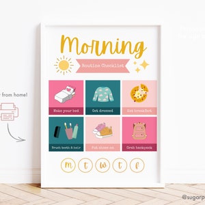 Morning Routine Chart for Kids Printable, Children Daily Schedule Template, Kids Morning Routine Checklist, Before School Checklist, INSTANT