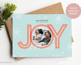 Photo Christmas Cards,Editable Holiday Card,1 Photo Christmas Card,Digital Christmas Cards Template,Printable Christmas Cards, Photo Card