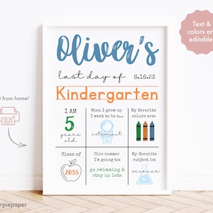 End of The Year Printable, Last Day of School Sign, School Sign Printable, End of The School Year Sign, Last Day of Kindergarten, 8x10