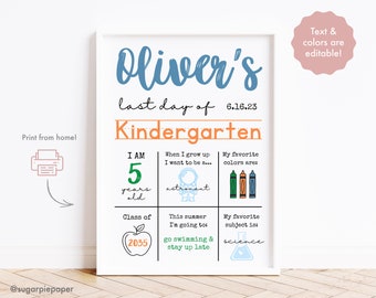 End of The Year Printable, Last Day of School Sign, School Sign Printable, End of The School Year Sign, Last Day of Kindergarten, 8x10