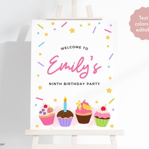 Birthday Party Welcome Sign, Kids Birthday Party Decorations, Cupcake Party, Girl Birthday Party Decoration, Baking Birthday Party