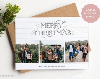 Cartes de Noël avec photo de famille, carte de joyeux Noël, carte photo imprimable, modèle de carte de Noël, cartes de vacances photo, TÉLÉCHARGEMENT INSTANTANÉ