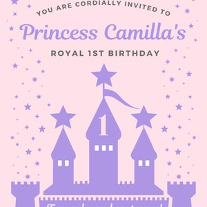Invito compleanno principessa, Invito festa compleanno ragazze, Terzo compleanno, Terzo compleanno ragazza, Invito festa principessa, Festa principessa immagine 3