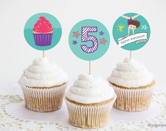 24 Decorazioni Per Torte A Tema Ginnastica – 12 Pose Diverse – Topper Per Cupcake – Festa Di Compleanno Ragazza