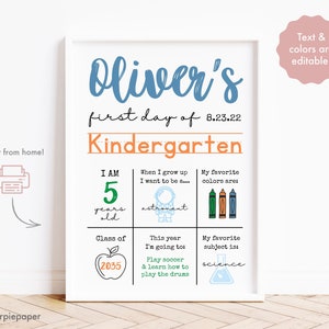 First Day Of School Sign Reusable, Back To School Printable, Editable Chalkboard Sign, First Day Of Kindergarten Prop, First Day As Teacher