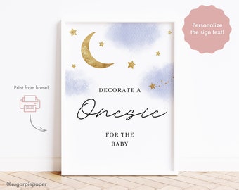 Editable Baby Shower Sign, Over The Moon Baby Shower Sign, Baby Shower Sign, Baby Boy Baby Shower, Over The Moon Baby Shower Decorations