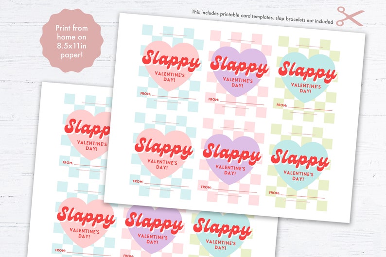 Classroom Valentines Printable, Slap Bracelet Valentine, Girl School ...