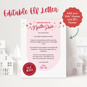 Carta de llegada de elfo para descargar al instante, carta de despedida de elfo, carta de elfo de Navidad para el primer año, carta del Polo Norte, carta de Papá Noel, travesuras de elfo