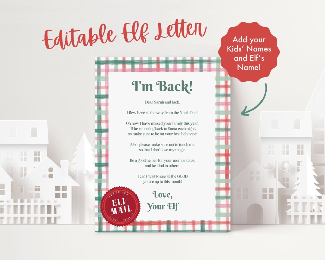 Elf Welcome Letter, Elf Arrival Letter, Personalized Elf Letter, Elf ...