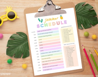 Editable Kids Schedule, Kids Summer Schedule, Summer Routine Chart, Summer Chart for Kids, Summer Schedule for Kids Printable