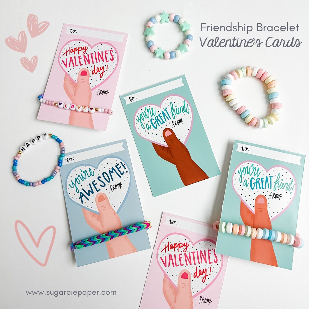 Friendship Bracelet Valentine Printable Bracelet Valentines for Kids Friendship Bracelet Valentine Printable Bracelet Valentines for Kids