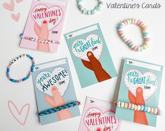 Friendship Bracelet Valentine Printable, Bracelet Valentines For Kids, Non Candy Valentines, Girl Valentine Cards, School Valentines Day