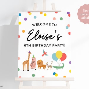 Banner de cumpleaños de animales de fiesta, decoración de cumpleaños de animales de fiesta, letrero de cumpleaños para niños, fiesta de cumpleaños de animales, banner de cumpleaños para niños, letrero de bienvenida de cumpleaños