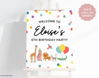 Party Animal Birthday Banner,Party Animal Birthday Decor,Kids Birthday Sign,Animal Birthday Party,Kids Birthday Banner,Birthday Welcome Sign