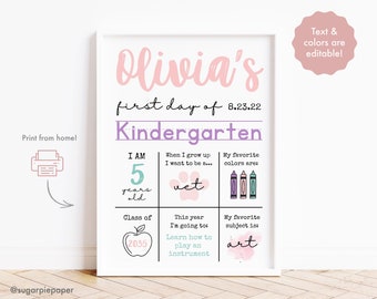 First Day Of School Sign Reusable, Back To School Printable, Editable Chalkboard Sign, First Day Of Kindergarten Prop, First Day As Teacher