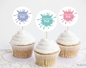 Art Party Cupcake Topper, Mädchen-Geburtstags-Partydekorationen, Paint Party Printables, Paint Splatter Cake Topper, Paint Birthday Party