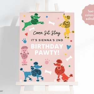 Puppy Party Banner, Lets Pawty Birthday Banner, Pawty Birthday Party, Kids Birthday Banner, 2nd Birthday Party Girl, Birthday Girl Banner