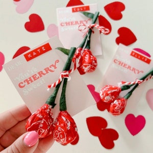 Cherry Valentine Printable, Cherries Valentine, Classroom Valentines Favors, School Valentine Gifts, Candy Valentine Card, DIY Valentines