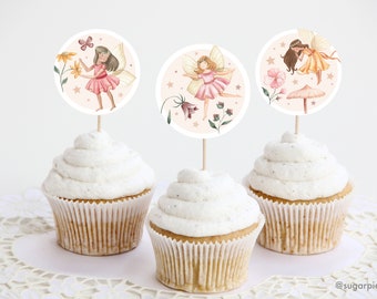 Fairy Cupcake Toppers, Fairy Birthday Party, Fairy Garden Birthday Party,Cupcake Toppers Birthday,Cupcake Toppers Template,Fairy Party Decor