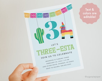 Third Birthday Party Invitation, Three Esta Birthday Party, Boy And Girl Birthday Invitation, Third Birthday Ideas, Instant Digital Download