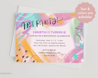 Art Birthday Party Invitation, Painting Party Invitation,Art Party Invitation,Girls Birthday Party Invitation,Paint Party,8th Birthday Party