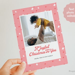 Rosa Weihnachtskartenvorlage, Foto Weihnachtskartenvorlage, Frohe Weihnachten Fotokarte, Personalisierte Weihnachtskarten, SOFORTIGER DOWNLOAD